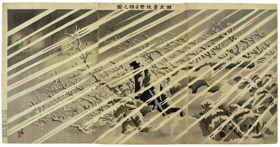 Kobayashi Kiyochika: Illustration of the Attack and Occupation of Tienchuangtai (Denshodai) - Museum of Fine Arts