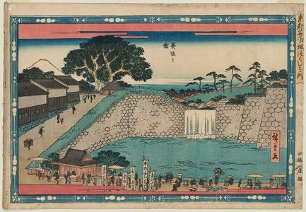 Japanese Print "Hollyhock Hill (Aoizaka no zu), from the series Famous Hills in the Eastern Capital (Tôto meisho saka-zukushi no uchi)" by Utagawa Hiroshige, 歌川広重 (Utagawa Hiroshige I)