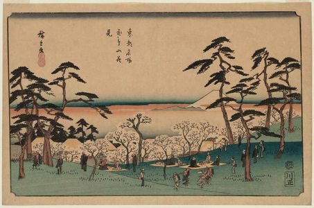 Utagawa Hiroshige: Cherry-blossom Viewing at Asuka Hill (Asukayama hanami), from the series Famous Places in the Eastern Capital (Tôto meisho) - Museum of Fine Arts