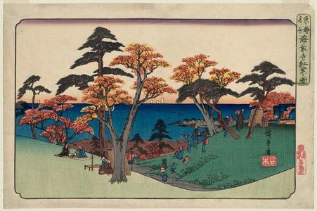 Utagawa Hiroshige: Red Maple Leaves at Kaian-ji temple (Kaianji kôyô no zu), from the series Famous Places in the Eastern Capital (Tôto meisho) - Museum of Fine Arts