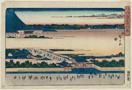 Utagawa Hiroshige: Higashi Hongan-ji Temple at Asakusa (Asakusa Gomonzeki), from the series Famous Places in the Eastern Capital (Tôto meisho) - Museum of Fine Arts