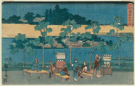 Japanese Print "The Reservoir and the Sannô Shrine (Tameike Sannô no yashiro), from the series Famous Places in Edo (Edo meisho)" by Utagawa Hiroshige, 歌川広重 (Utagawa Hiroshige I)