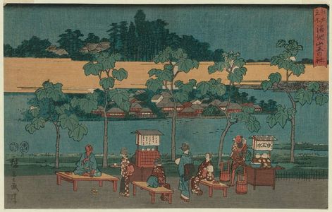 Utagawa Hiroshige, 歌川広重 (Utagawa Hiroshige I)による浮世絵「The Reservoir and the Sannô Shrine (Tameike Sannô no yashiro), from the series Famous Places in Edo (Edo meisho)」