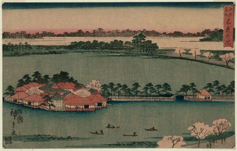 Utagawa Hiroshige: Shinobazu Pond (Shinobazu no ike), from the series Famous Places in Edo (Edo meisho) - Museum of Fine Arts