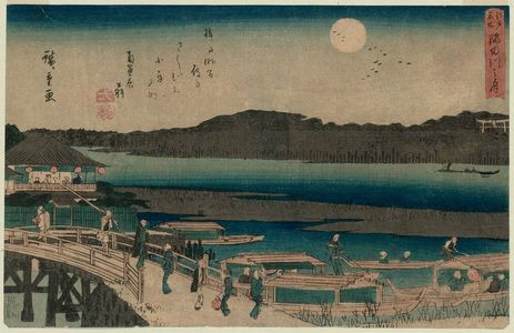 歌川広重: Moon on the Sumida River (Sumidagawa no tsuki), from the series Famous Places in Edo (Edo meisho) - ボストン美術館