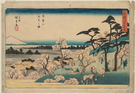 Utagawa Hiroshige, 歌川広重 (Utagawa Hiroshige I)による浮世絵「Cherry-blossom Viewing at Asuka Hill (Asukayama hanami no zu), from the series Famous Places in Edo, Newly Selected (Shinsen Edo meisho)」