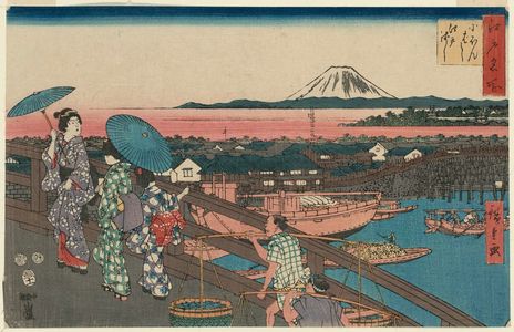 Utagawa Hiroshige: From Nihonbashi Bridge to Edobashi Bridge (Nihonbashi Edobashi), from the series Famous Places in Edo (Edo meisho) - Museum of Fine Arts
