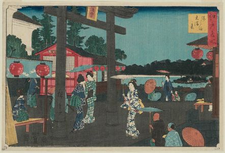 Utagawa Hiroshige: Tenmangû Shrine at Yushima (Yushima Tenmangû), from the series Famous Places in Edo (Edo meisho) - Museum of Fine Arts