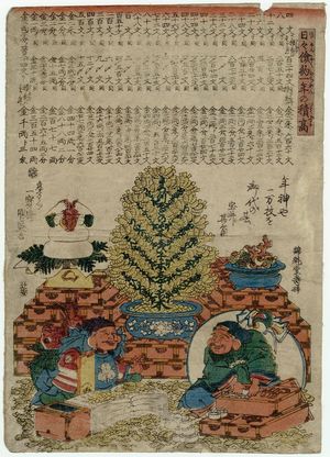歌川国盛: Daikoku, Ebisu, and Money Tree - ボストン美術館