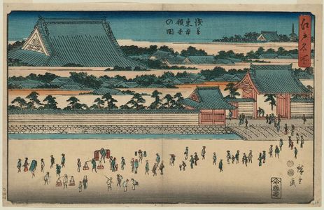歌川広重: Higashi Hongan-ji Temple at Asakusa (Asakusa Higashi Hongan-ji no zu), from the series Famous Places in Edo (Edo meisho) - ボストン美術館