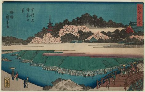 歌川広重: View in Front of Zôjô-ji Temple in Shiba (Shiba Zôjô-ji mae no kei), from the series Famous Places in Edo (Edo meisho) - ボストン美術館