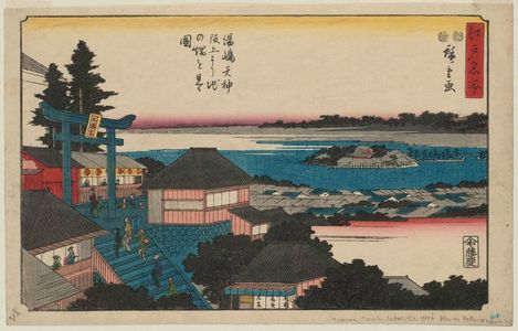 Utagawa Hiroshige: Looking toward Ikenohata from the Hill of the Yushima Tenjin Shrine (Yushima Tenjin sakaue yori Ikenohata o miru zu), from the series Famous Places in Edo (Edo meisho) - Museum of Fine Arts