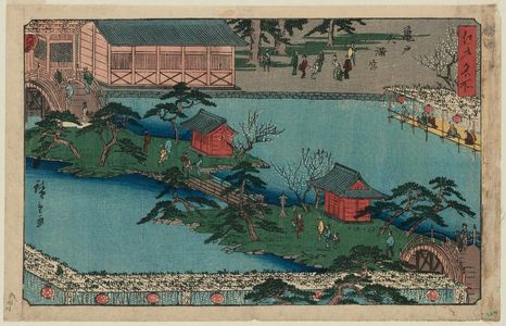 歌川広重: Kameido Tenmangû Shrine (Kameido Tenmangû), from the series Famous Places in Edo (Edo meisho) - ボストン美術館