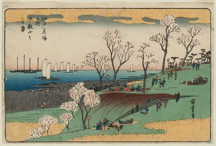Utagawa Hiroshige: Cherry Blossoms in Full Bloom at Goten-yama (Goten-yama no hanazakari), from the series Famous Places in Edo (Edo meisho no uchi) - Museum of Fine Arts