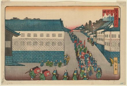 Utagawa Hiroshige: View of Kasumigaseki (Kasumigaseki no zu), from the series Famous Places in Edo (Edo meisho no uchi) - Museum of Fine Arts