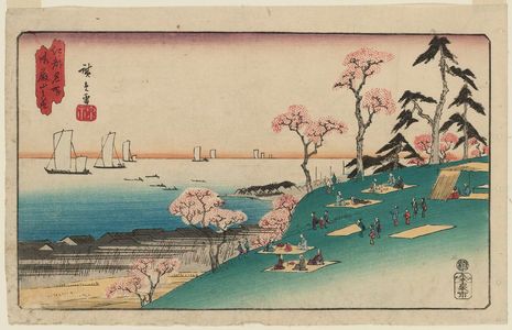 Utagawa Hiroshige, 歌川広重 (Utagawa Hiroshige I)による浮世絵「Cherry Blossoms at Goten-yama (Goten-yama no hana), from the series Famous Places in Edo (Kôto meisho)」