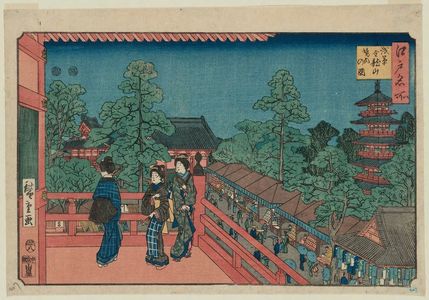 歌川広重: The Precincts of the Kinryûzan Temple in Asakusa (Asakusa Kinryûzan keidai no zu), from the series Famous Places in Edo (Edo meisho) - ボストン美術館