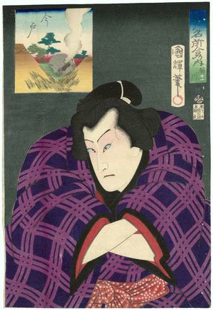 歌川国輝: No. 11, Imado: Actor as the Wrestler Inagawa, from the series Comparisons for Famous Places in Edo (Edo meisho awase no uchi) - ボストン美術館