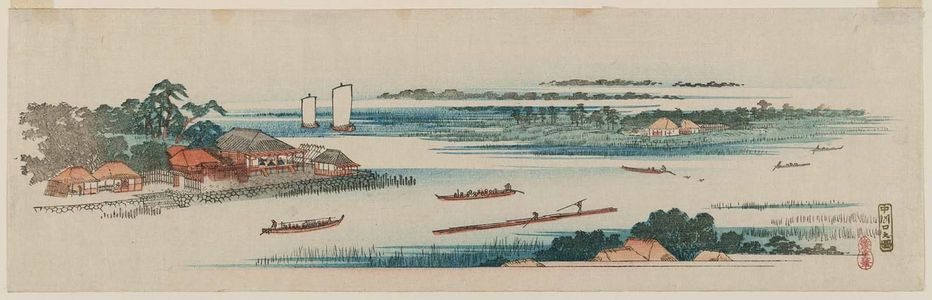 歌川広重: Mouth of the Naka River (Nakagawa-guchi no zu), from an untitled series of views of Edo - ボストン美術館