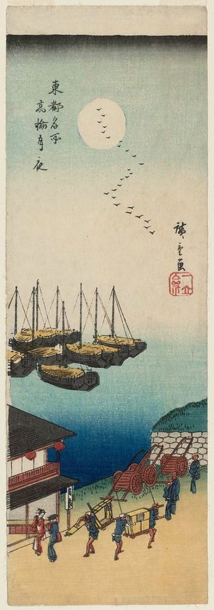 Utagawa Hiroshige: Moonlit Evening at Takanawa (Takanawa tsukiyo), from the series Famous Places in the Eastern Capital (Tôto meisho) - Museum of Fine Arts