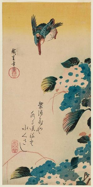 Utagawa Hiroshige: Kingfisher and Hydrangea - Museum of Fine Arts
