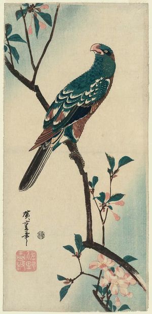 Utagawa Hiroshige: Aronia and Parrot - Museum of Fine Arts