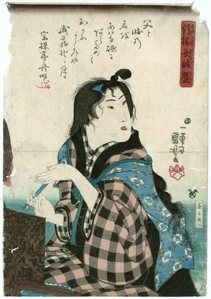 Utagawa Kuniyoshi: from the series Women in Benkei-checked Fabrics (Shimazoroi onna Benkei) - Museum of Fine Arts