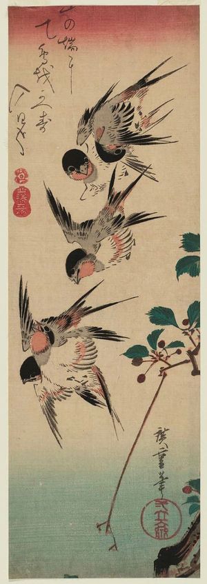 Utagawa Hiroshige: Wild Cherry and Swallows - Museum of Fine Arts