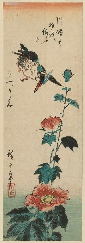 Utagawa Hiroshige: Kingfisher and Hibiscus - Museum of Fine Arts