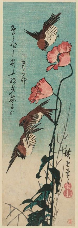 Utagawa Hiroshige: Sparrows and Poppies - Museum of Fine Arts