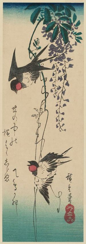 Utagawa Hiroshige: Swallows and Wisteria - Museum of Fine Arts