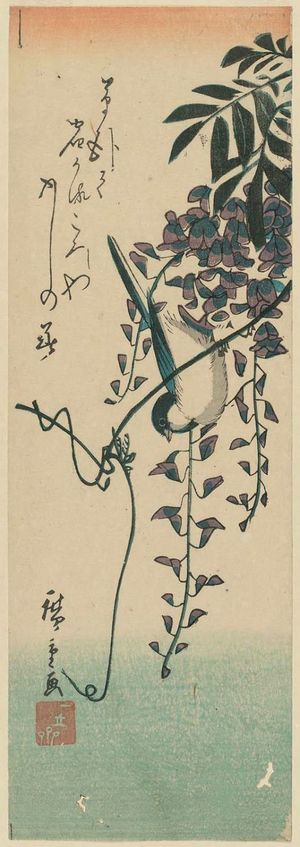 Utagawa Hiroshige: Bird on Wisteria Vine - Museum of Fine Arts