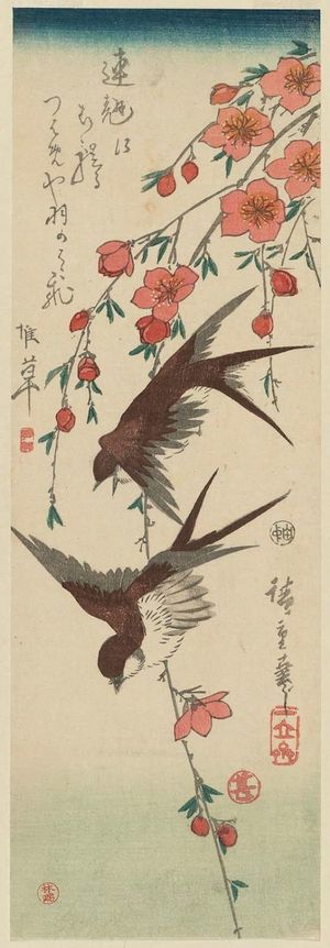 Utagawa Hiroshige: Swallows and Peach Blossoms - Museum of Fine Arts