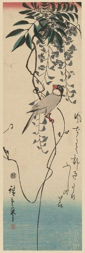 Utagawa Hiroshige: Finch and Wisteria - Museum of Fine Arts