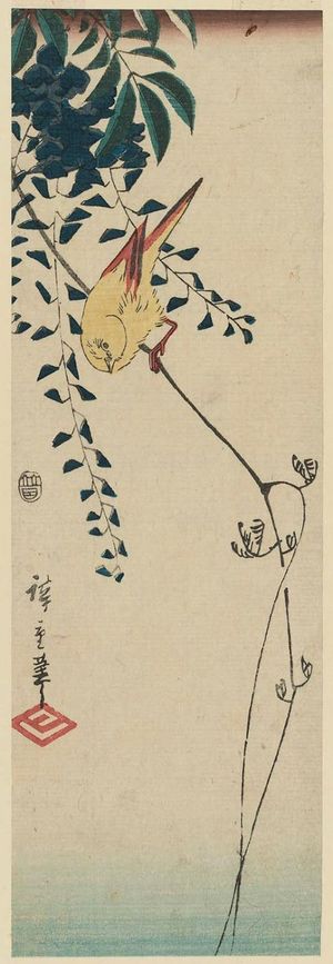 Utagawa Hiroshige: Canary and Wisteria - Museum of Fine Arts