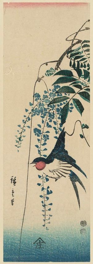 Utagawa Hiroshige: Swallow and Wisteria - Museum of Fine Arts