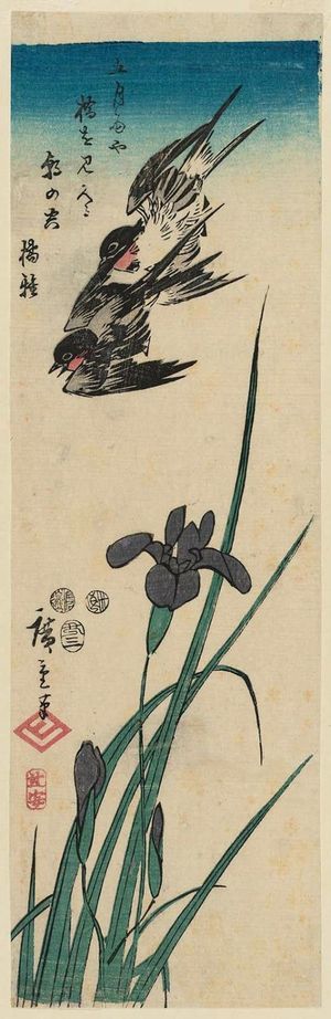 Utagawa Hiroshige: Swallows and Iris - Museum of Fine Arts