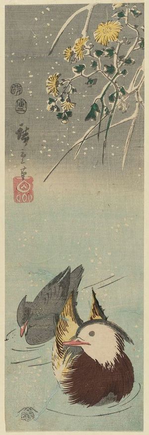 Utagawa Hiroshige: Mandarin Ducks in Snow - Museum of Fine Arts