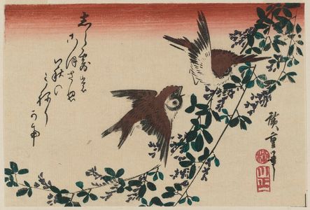 Utagawa Hiroshige: Sparrows and Bush Clover - Museum of Fine Arts