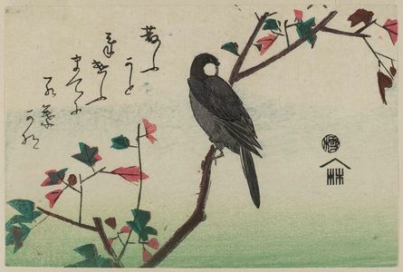 Utagawa Hiroshige: White-cheeked Bird on Maple Branch - Museum of Fine Arts