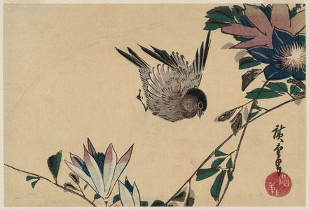 Utagawa Hiroshige: Passion Vine and Sparrow - Museum of Fine Arts