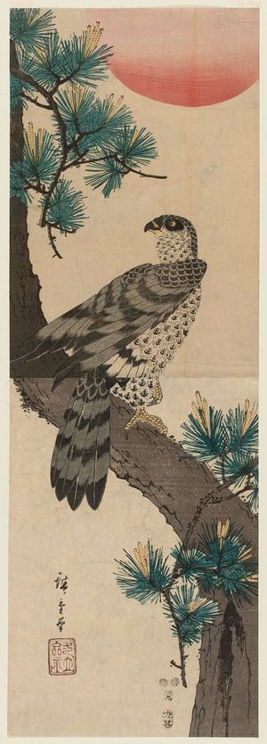 Utagawa Hiroshige: Falcon, Pine, and Sun - Museum of Fine Arts
