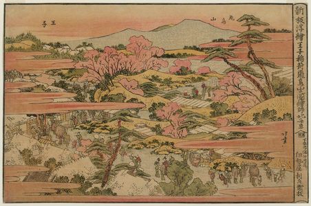 Katsushika Hokusai: View of the Inari Shrine at Ôji and Asuka Hill (Ôji Inari Asukayama no zu), from the series Newly published Perspective Pictures (Shinpan uki-e) - Museum of Fine Arts
