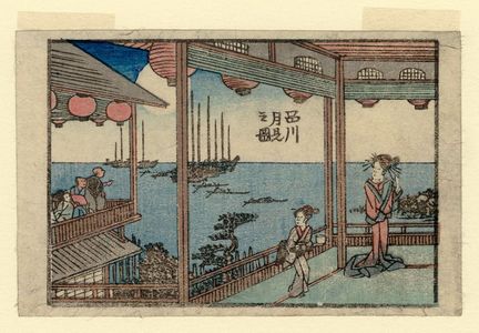 Utagawa Hiroshige: Viewing the Moon at Shinagawa (Shinagawa yukimi no zu), from an untitled series of views of Edo - Museum of Fine Arts