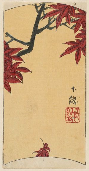 歌川広重: Shimôsa Province: Maple Leaves (Shimôsa, momiji), cut from sheet 7 of the series Cutout Pictures of the Provinces (Kunizukushi harimaze zue) - ボストン美術館