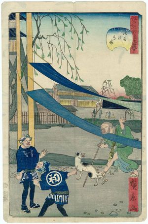Utagawa Hirokage: No. 42, Hatsune Riding Grounds (Hatsune no baba), from the series Comical Views of Famous Places in Edo (Edo meisho dôke zukushi) - Museum of Fine Arts