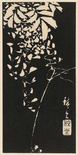 Utagawa Hiroshige: Wisteria, in stone-rubbing style, cut from an unidentified harimaze sheet - Museum of Fine Arts