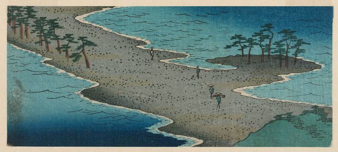 Utagawa Hiroshige: Fragment of: Tôtômi Province: Lake Hamana, Kanzan Temple in Horie and the Inasa-Horie Inlet (Tôtômi, Hamana no umi, Horie Kanzanji, Inasa no Hosoe), from the series Famous Places in the Sixty-odd Provinces [of Japan] ([Dai Nihon] Rokujûyoshû meisho zue) - Museum of Fine Arts