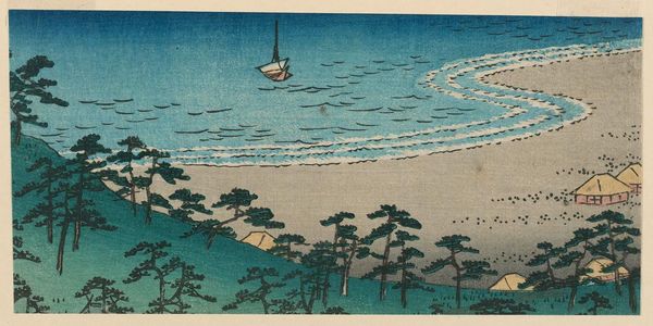 Utagawa Hiroshige: Fragment of: Izumi Province: Takashi Beach (Izumi, Takashi no hama), from the series Famous Places in the Sixty-odd Provinces [of Japan] ([Dai Nihon] Rokujûyoshû meisho zue) (detail) - Museum of Fine Arts