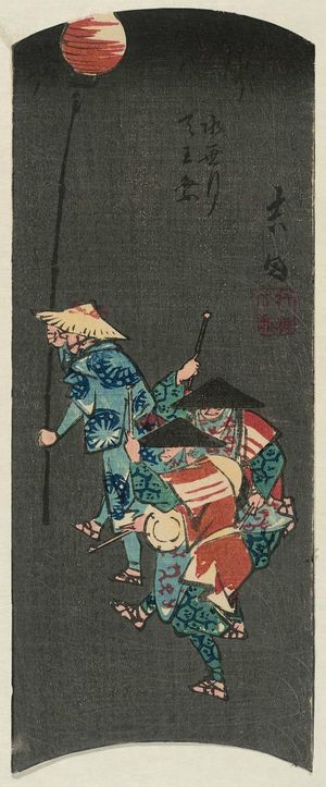 歌川広重: Yoshida: The Tennô Festival in the Sixth Month (Yoshida, Minazuki Tennôsai), cut from sheet 8 of the series Cutout Pictures of the Tôkaidô Road (Tôkaidô harimaze zue) - ボストン美術館